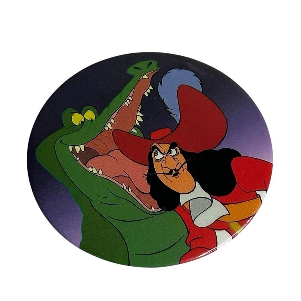 Vintage Disney Captain Hook TIC TOC Button Pin Back The Walt Disney Co